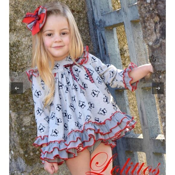 LOLITTOS | Gray & Red | DOGS PRINT TWO PIECES DRESS SET - Picture 16 of 16